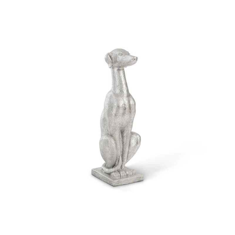 Silver Resin Contemporary Greyhound Statue, 36-Inch