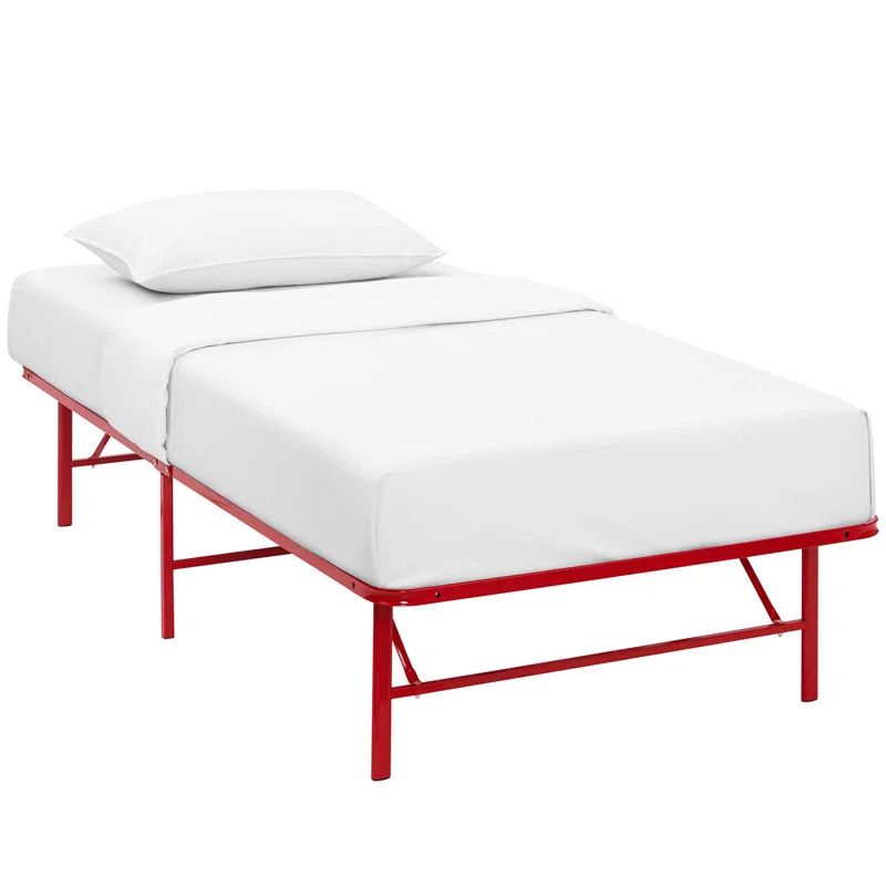 Horizon Red Twin Stainless Steel Foldable Bed Frame