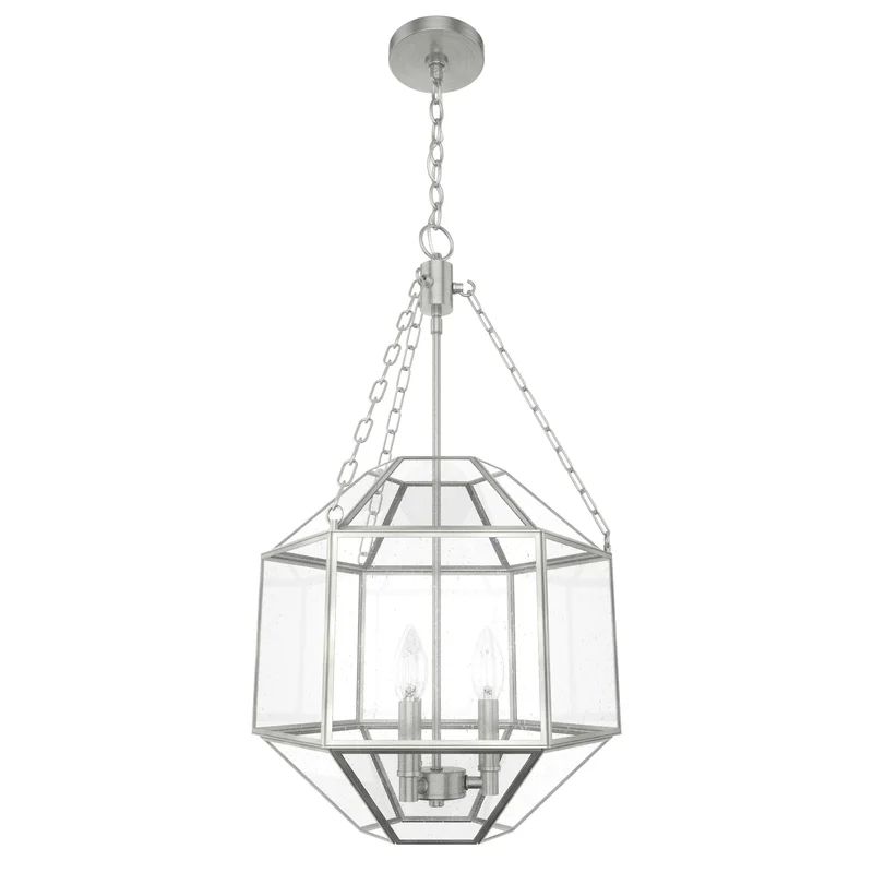 Indria Medium Brushed Nickel Glass Pendant Light