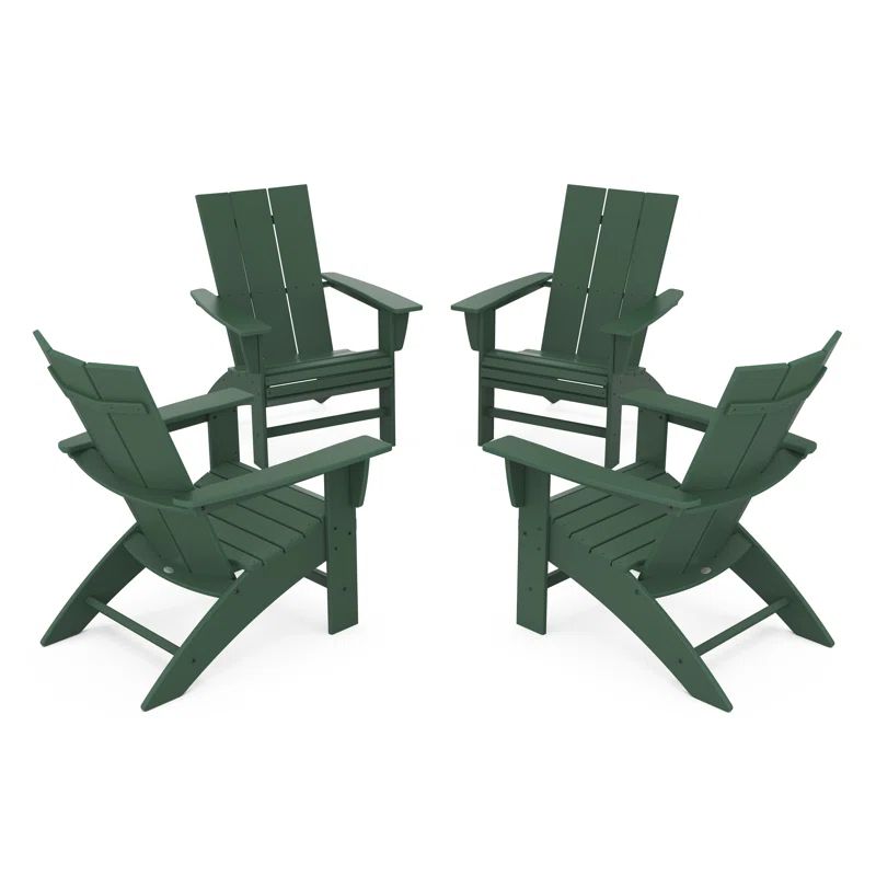 Green Plastic Adirondack Chairs with Arms, Set of 4