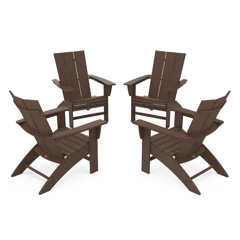 Mahogany Modern Plastic Adirondack Chair Set with Arms