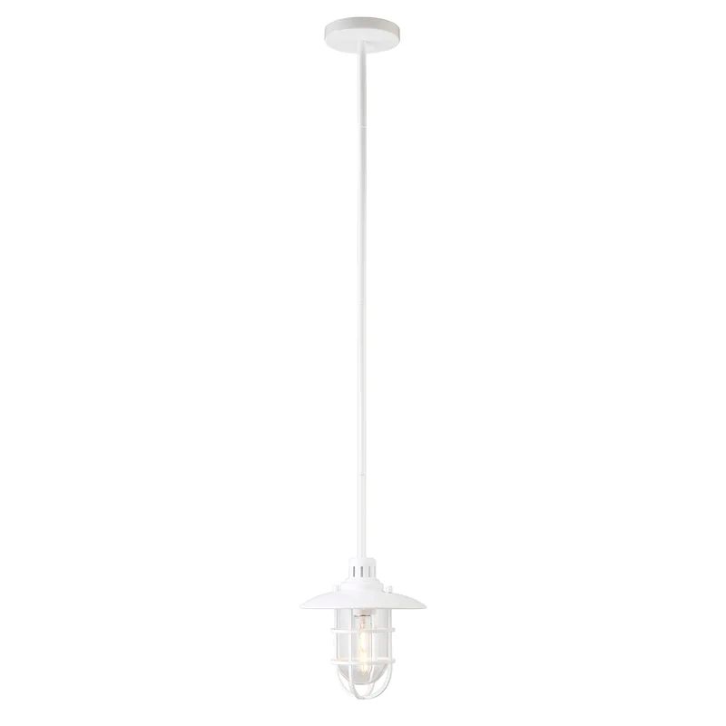 White Glass and Metal Globe Pendant Light