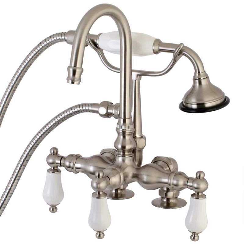 Brushed Nickel Clawfoot Tub Faucet with Hand Shower