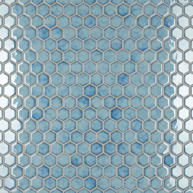 Glossy Hexagon Porcelain Mosaic Tile for Indoor & Outdoor