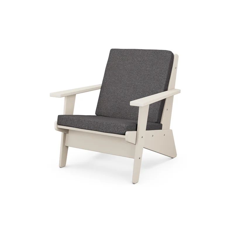 Riviera Modern Teak Lounge Chair with Dune Burlap Cushions