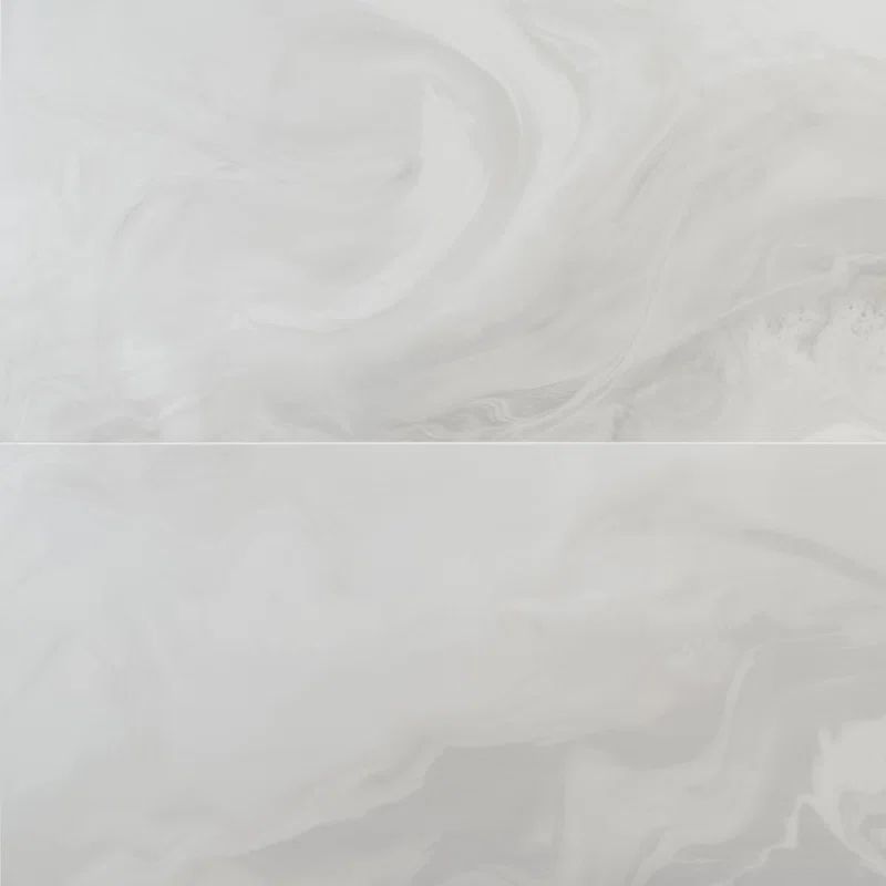 Augusta 24" x 48" Polished White Porcelain Marble Look Tile