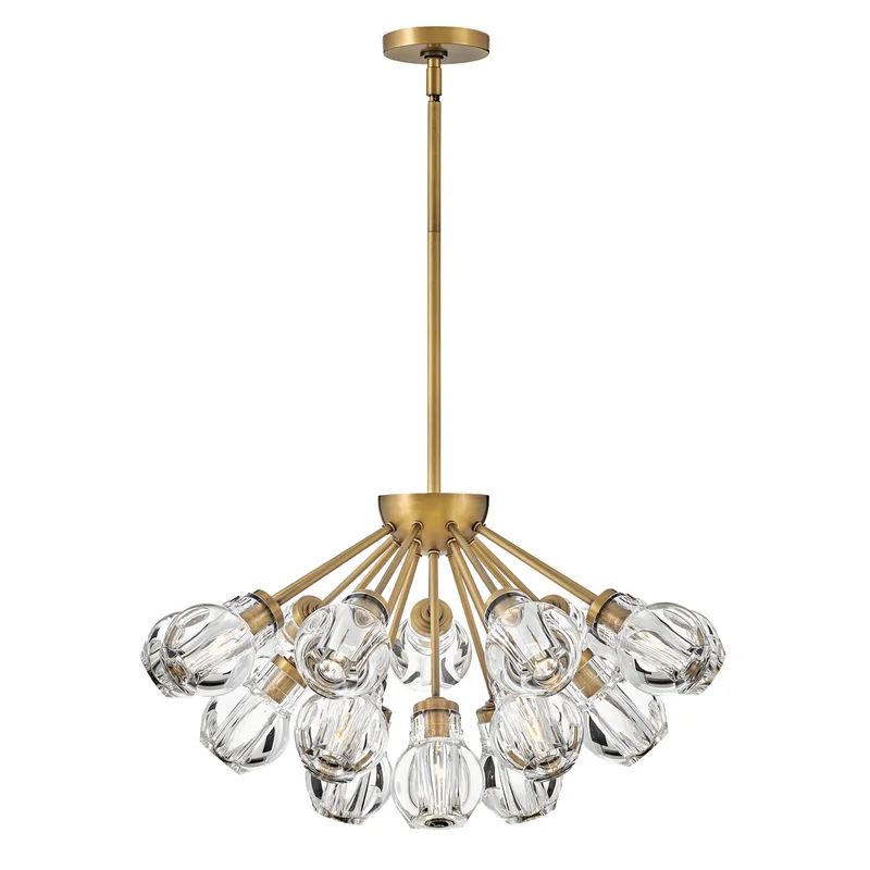 Elise Heritage Brass 19-Light LED Crystal Bowl Pendant