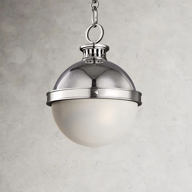 Polished Nickel Globe Pendant Light with Glass Shade