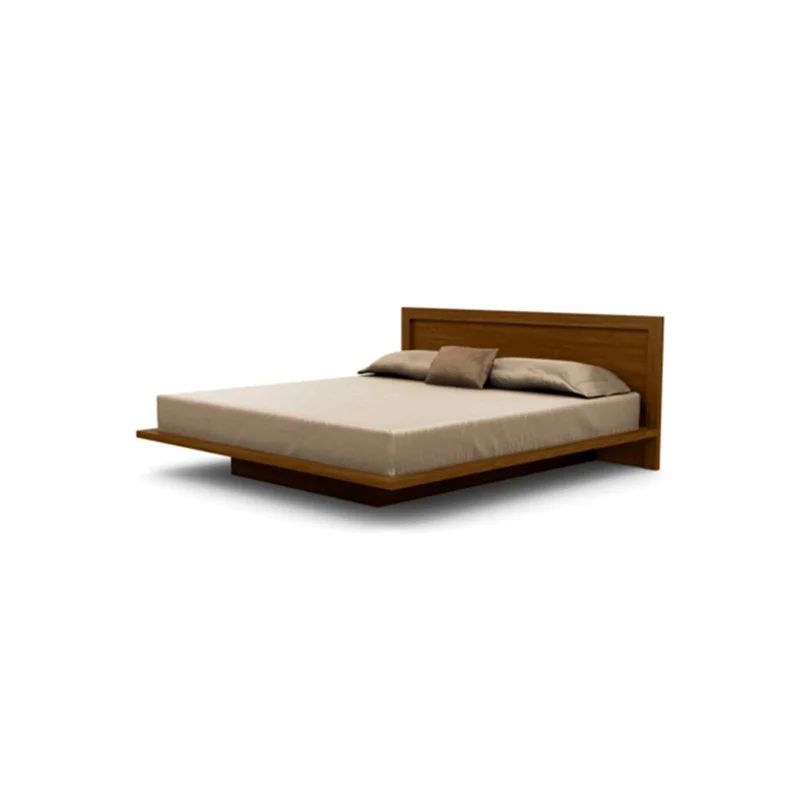 California King Natural Walnut Wood Platform Bed with Headboard