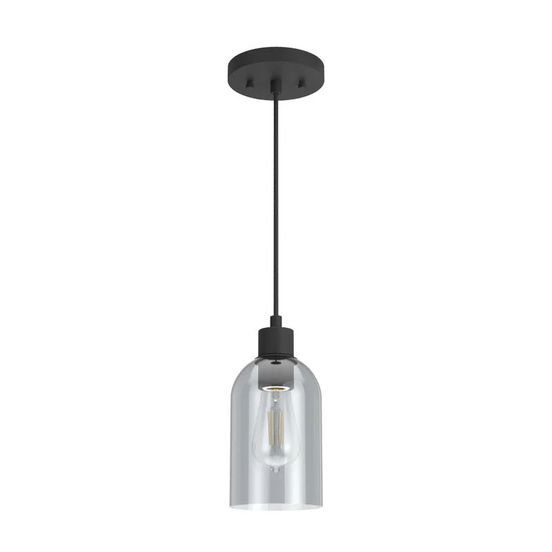 Lochemeade Smoked Glass Farmhouse Pendant Light in Natural Black Iron