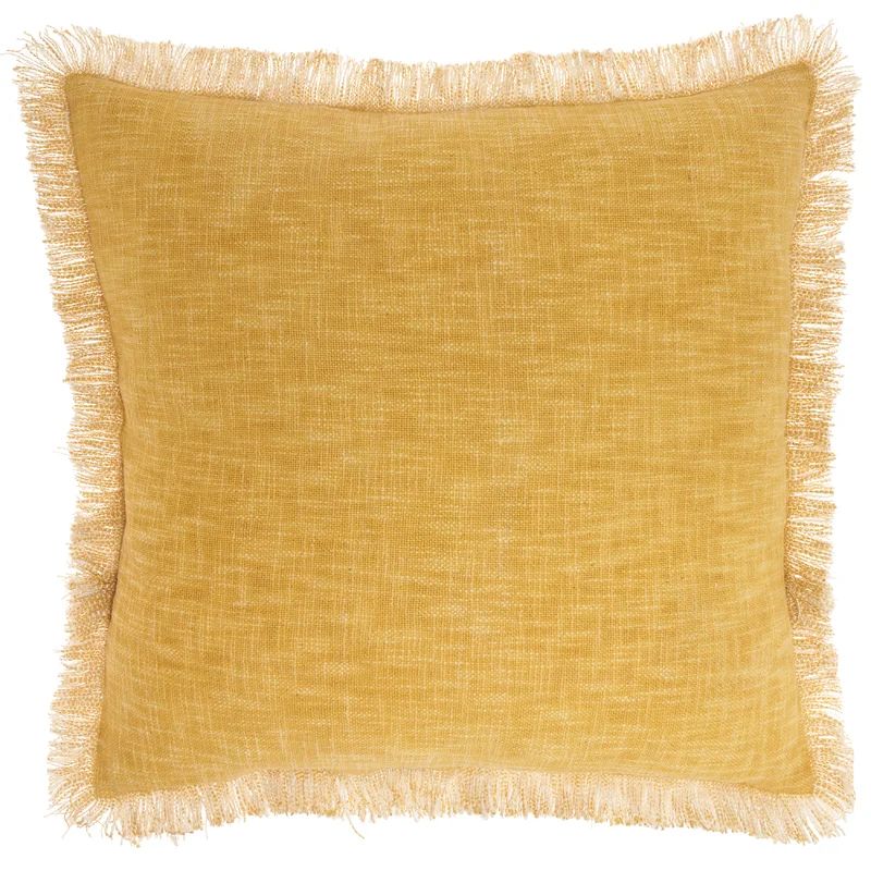 Farmhouse Charm Soft Yellow Cotton 22" Square Throw Pillow