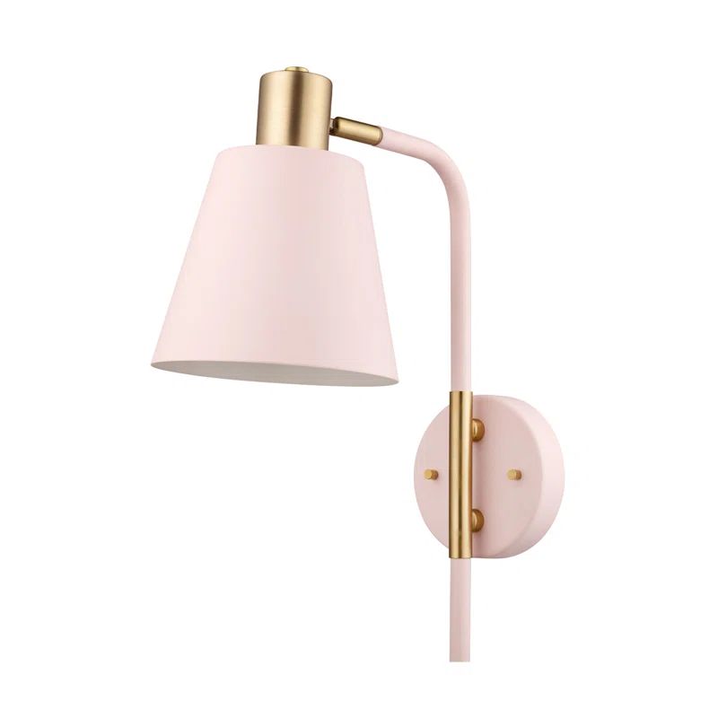 Cleo 14'' Blush Pink and Matte Brass Glam Wall Sconce