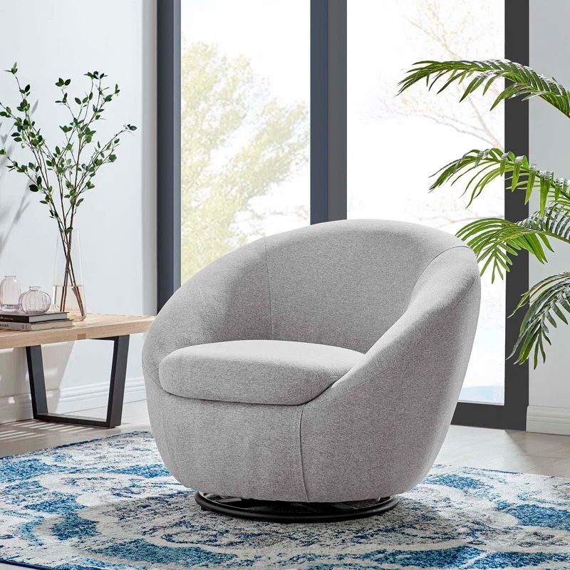 Curved Silhouette Black and Light Gray Metal Swivel Chair