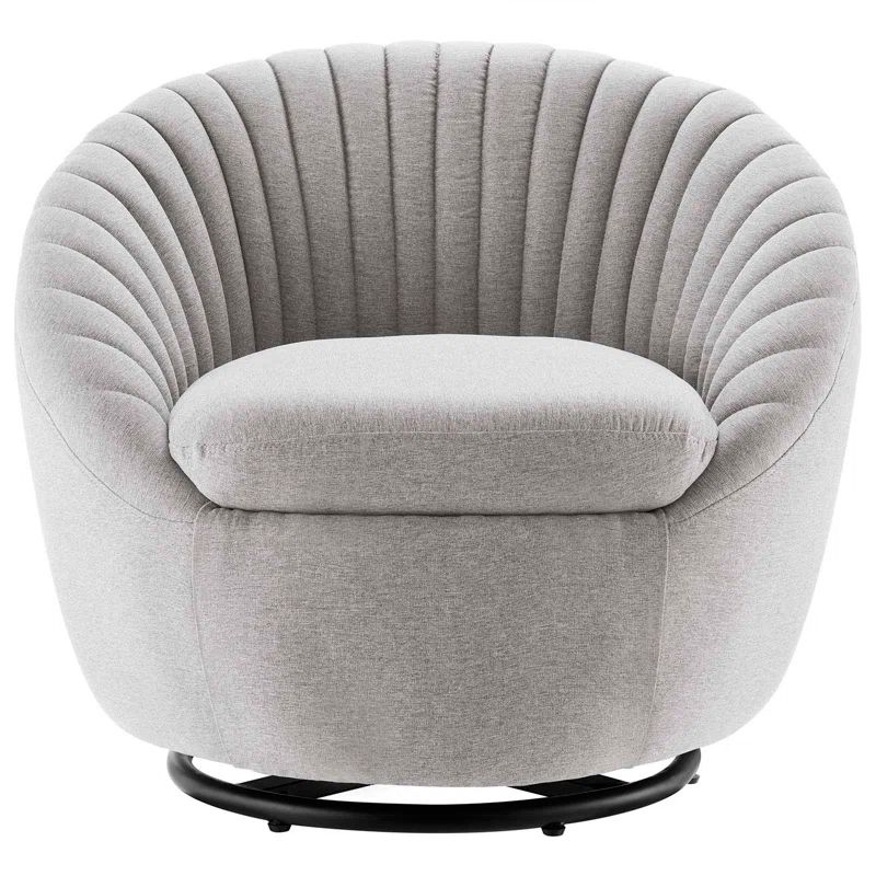 Eclipse Swivel Accent Chair in Black and Light Gray with Manufactured Wood Base