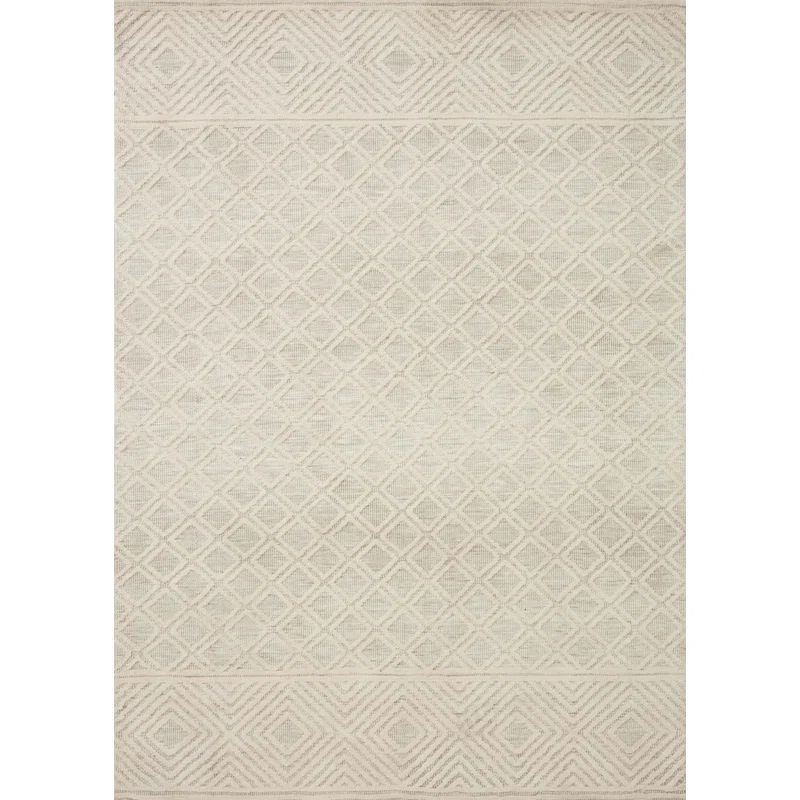 Ivory Geometric Rectangular Synthetic Indoor Rug