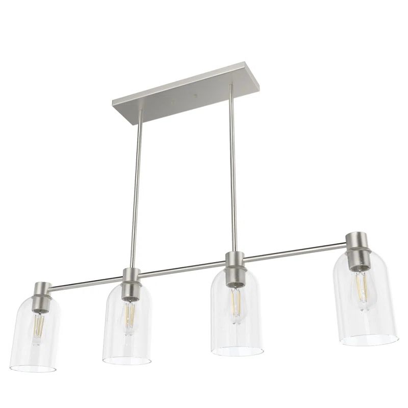 Lochemeade Brushed Nickel 37.5" Linear Chandelier with Glass Shades