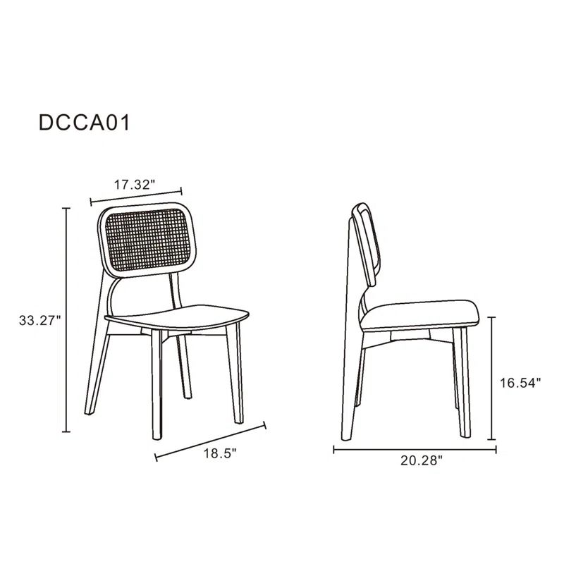 Versailles Natural Cane and Ash Wood Ergonomic Side Chair