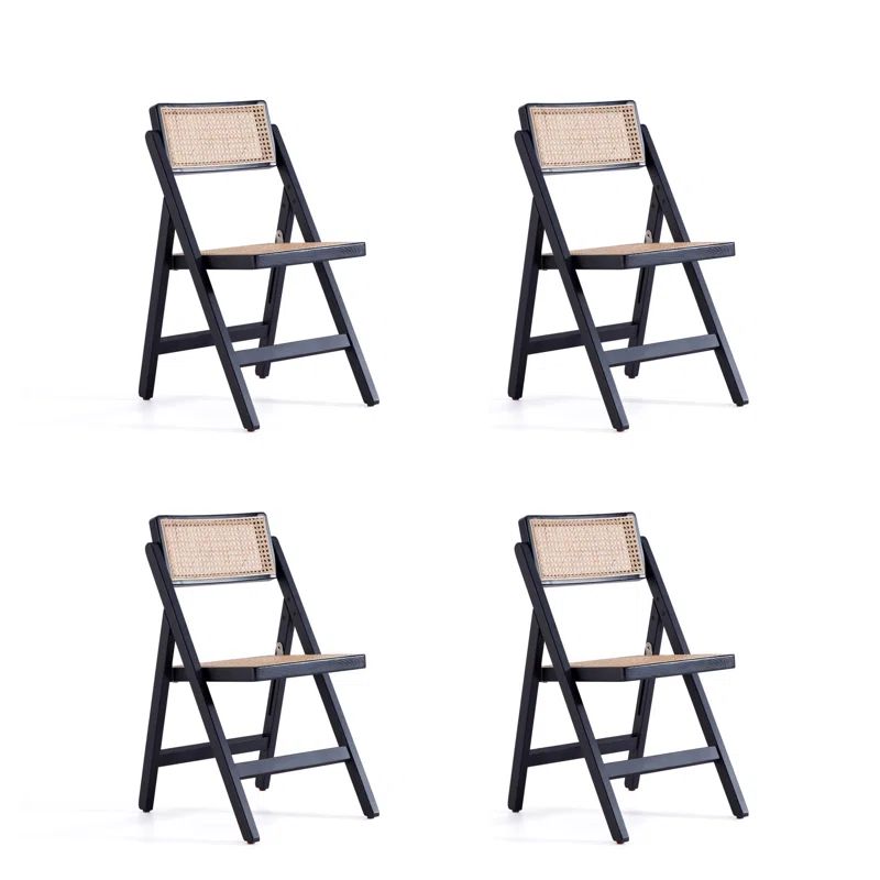 Pullman Black and Natural Cane Solid Wood Folding Side Chair
