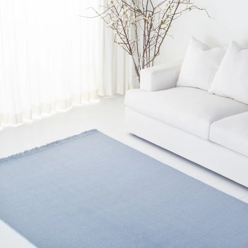 Elysian Fields Hand-Knotted Blue Wool and Cotton 4' x 6' Area Rug