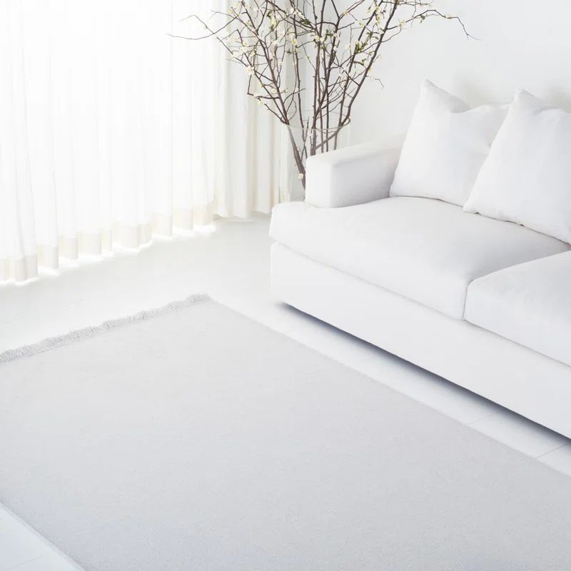 Elegant Gray 9' x 12' Hand-Knotted Wool and Cotton Area Rug