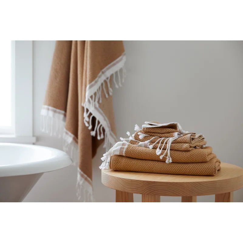 Rust Turkish Cotton Organic 6-Piece Towel Set with Fringe