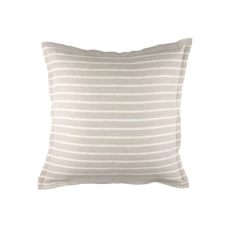 Meadow Striped Cotton-Linen Euro Pillow in Natural and White