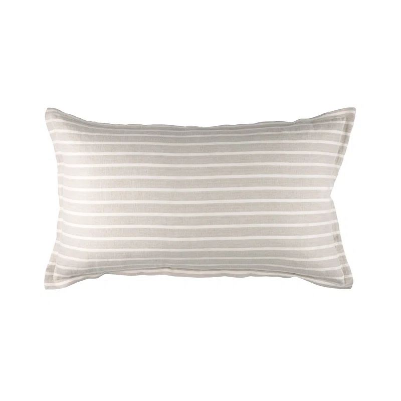 Natural and White Striped Cotton Linen King Pillow