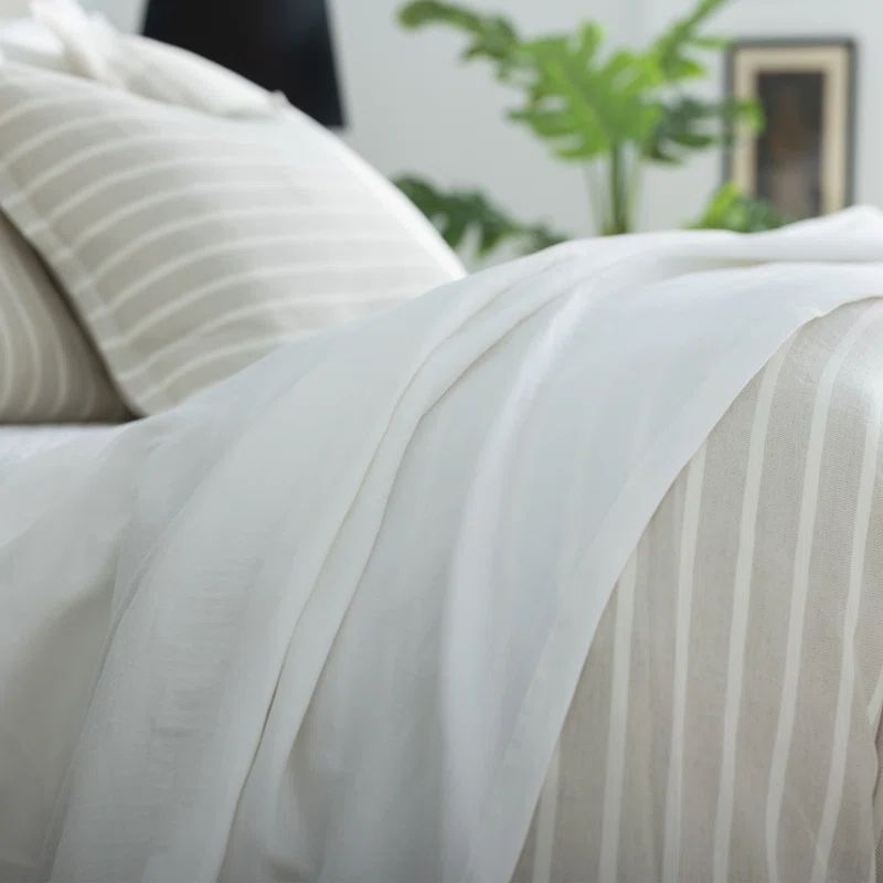 White Cotton Linen Blend Queen Blanket