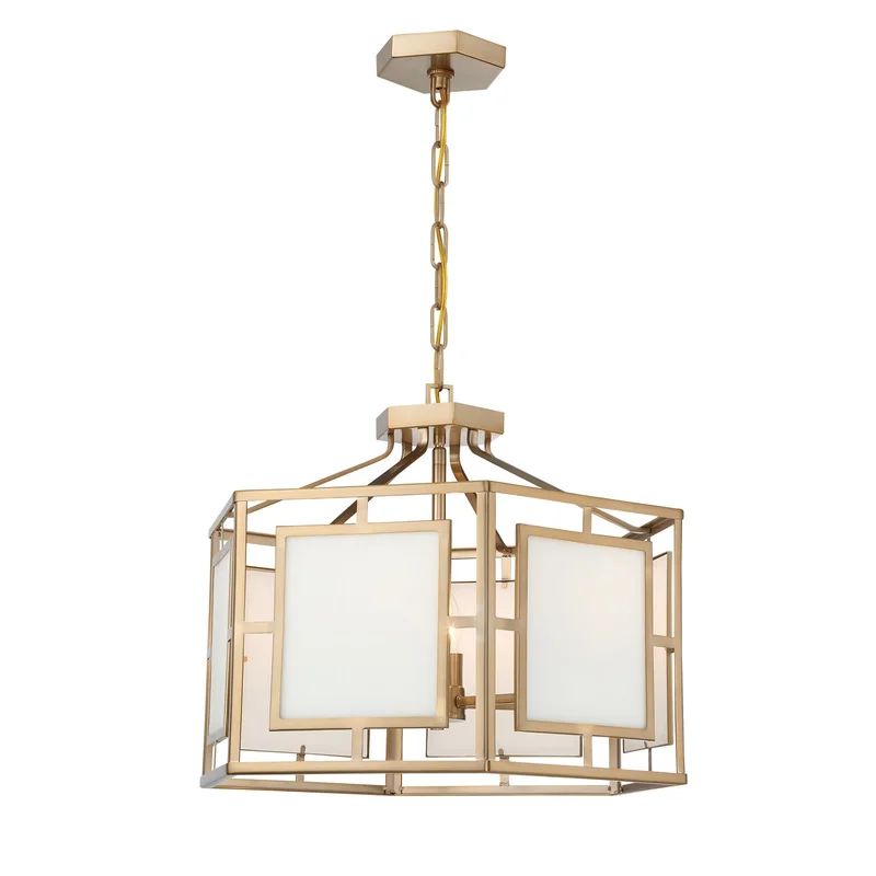 Vibrant Gold 6-Light Drum Chandelier with Silk Glass