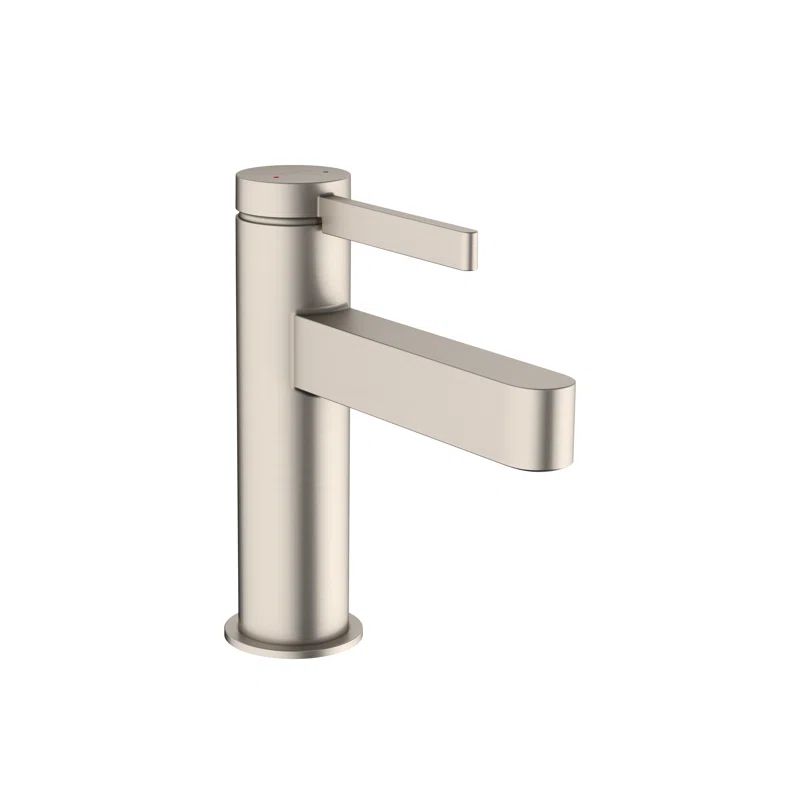 Modern Brushed Nickel Single-Hole Bathroom Faucet with Ceramic Disc Valve