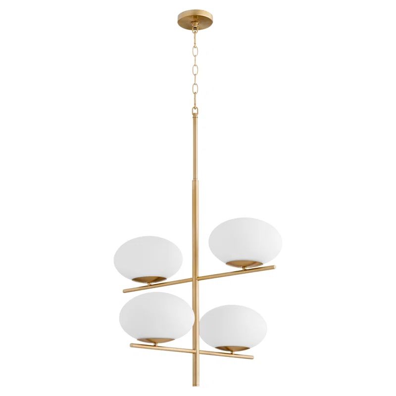 Aged Brass 4-Light Geometric Chandelier