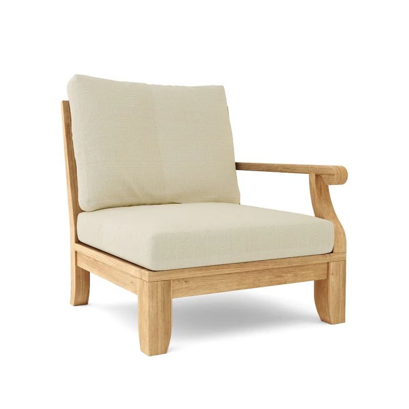 Riviera Luxe Teak Outdoor Deep Seating Lounge Chair with Sunbrella Cushions