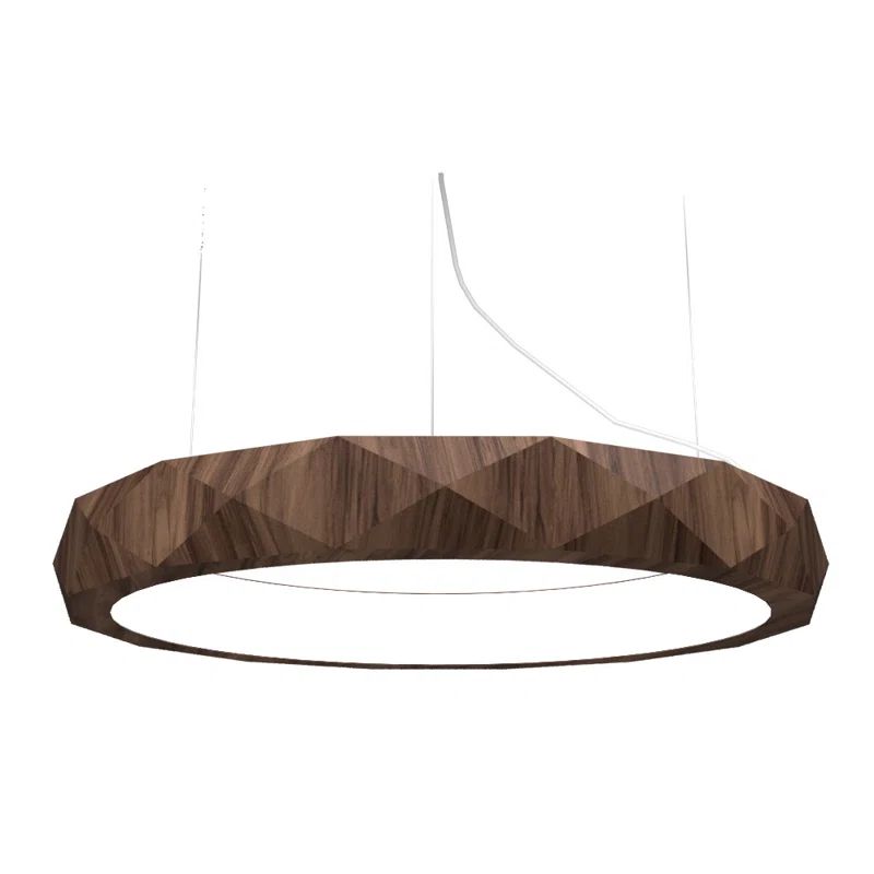 American Walnut Faceted Ring LED Pendant Light