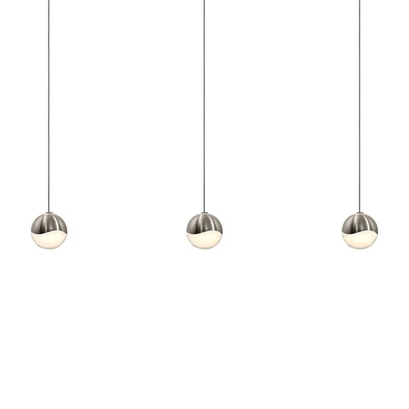 Contemporary Satin Nickel 3-Light LED Island Pendant