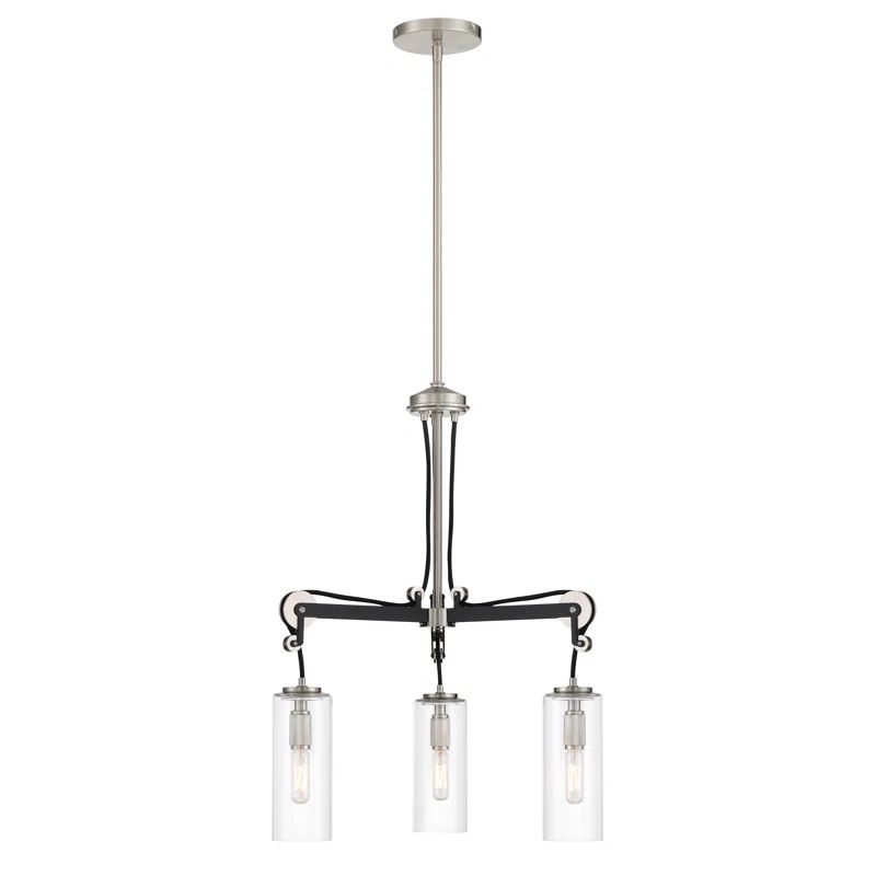Pullman Junction 3-Light Nickel and Glass Chandelier