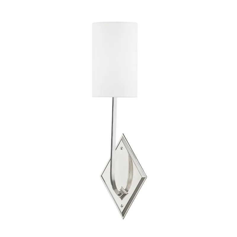 Elegant Polished Nickel Cylinder Sconce with Belgian Linen Shade