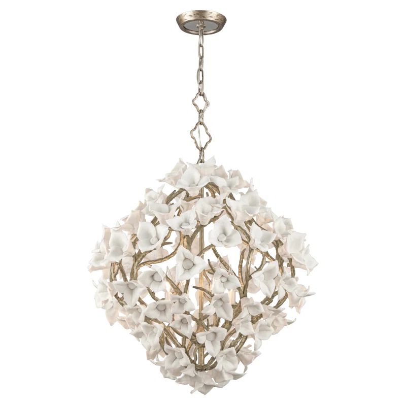 Enchanted Silver Leaf 6-Light Rustic Geometric Pendant