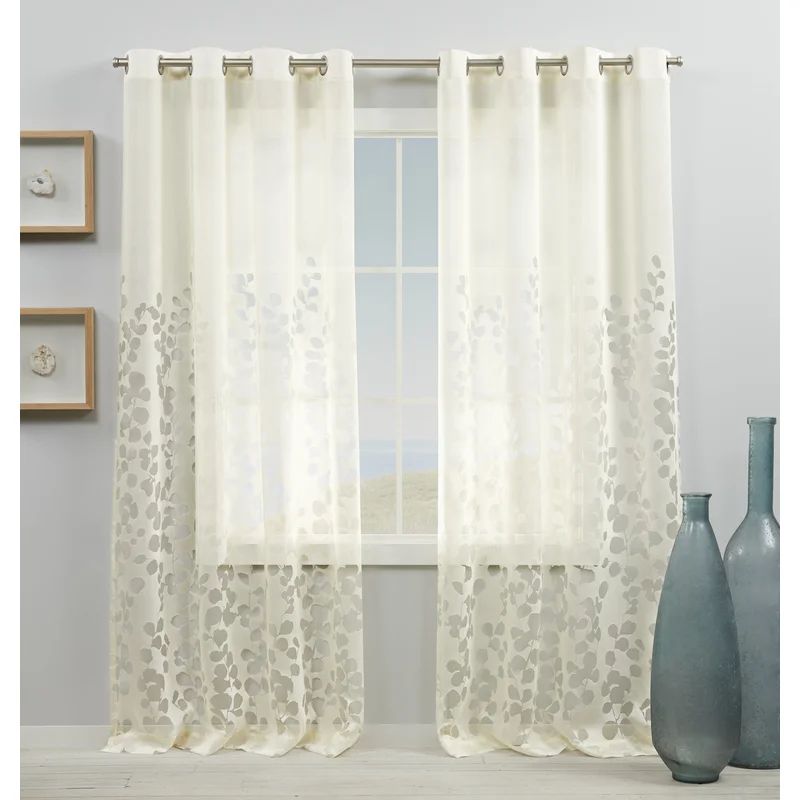 Wilshire White Sheer Grommet Cotton Blend Curtain Pair