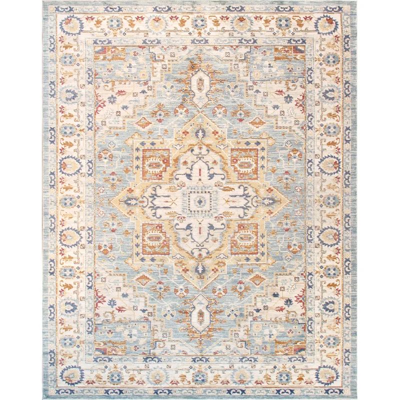 Heritage Light Blue Square Synthetic 3x5 Area Rug