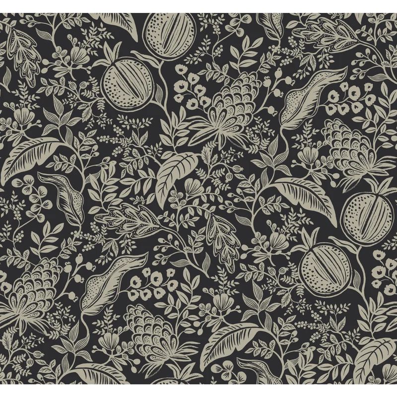 Black and Linen Pomegranate Removable Washable Wallpaper Roll