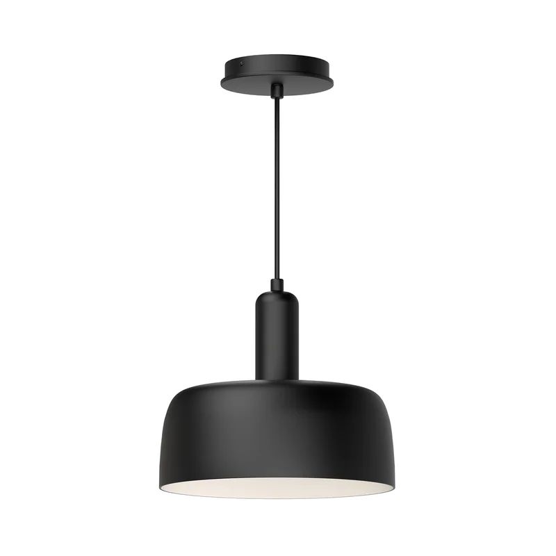 Adriano Matte Black Aluminum Drum Pendant with Gold Accents