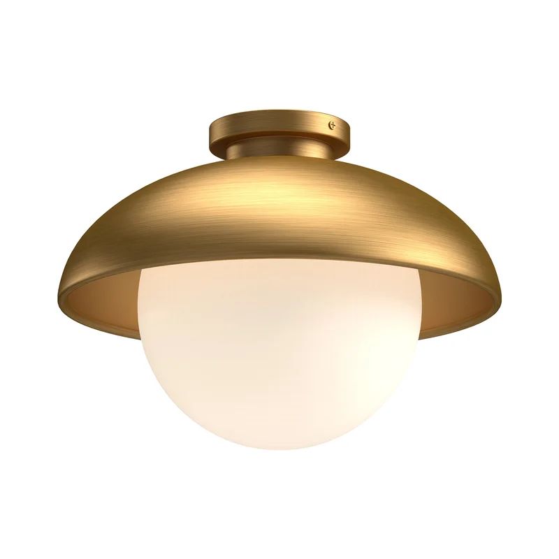 Aged Gold and Opal Matte Glass Globe Flush Mount