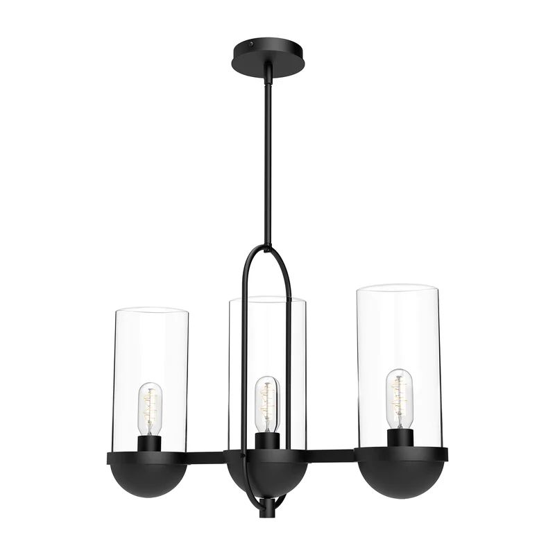 Cyrus Vintage Matte Black 3-Light Island Pendant with Clear Glass