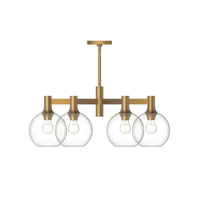 Castilla Aged Gold 6-Light Globe Chandelier with Clear Shade