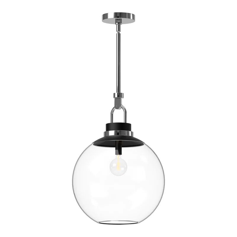 Chrome and Clear Glass Globe Pendant Light
