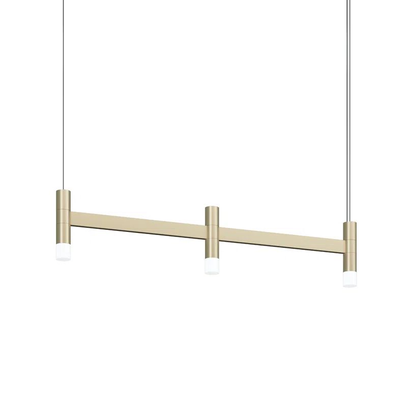 Contemporary Brass LED Kitchen Island Drum Pendant, 29.25 in