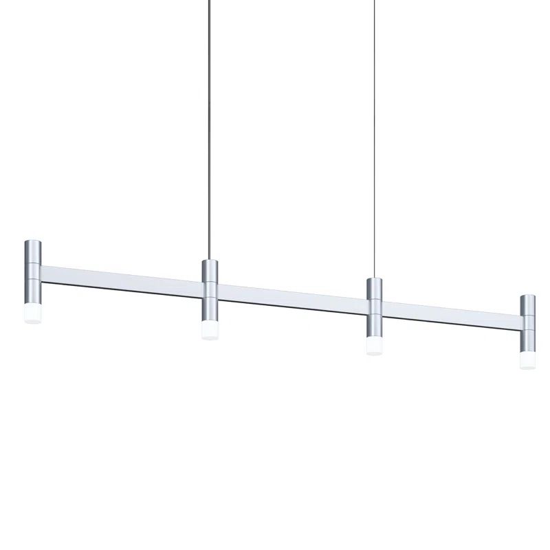 Bright Satin Aluminum 4-Light LED Linear Pendant