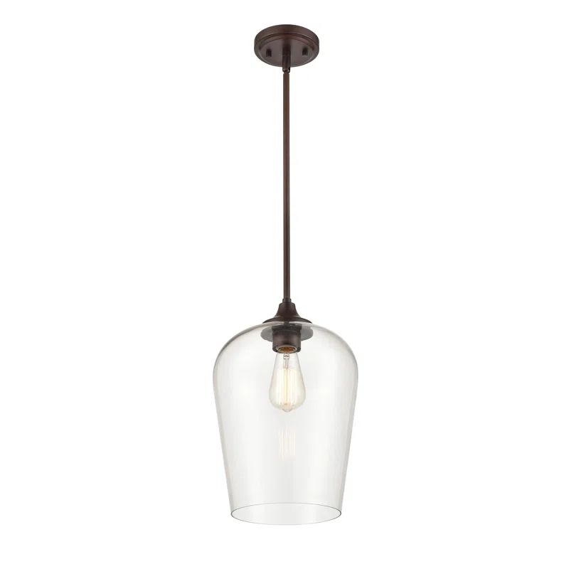 Ashford Rubbed Bronze Glass Mini Pendant Light