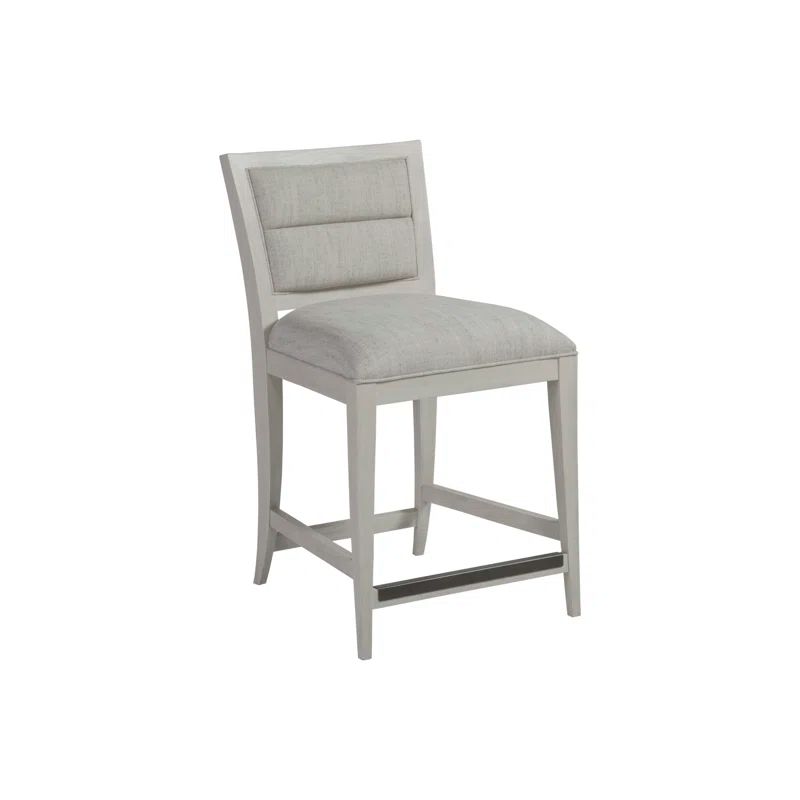 Cerused White Gray Hardwood & Acrylic Modern Counter Stool