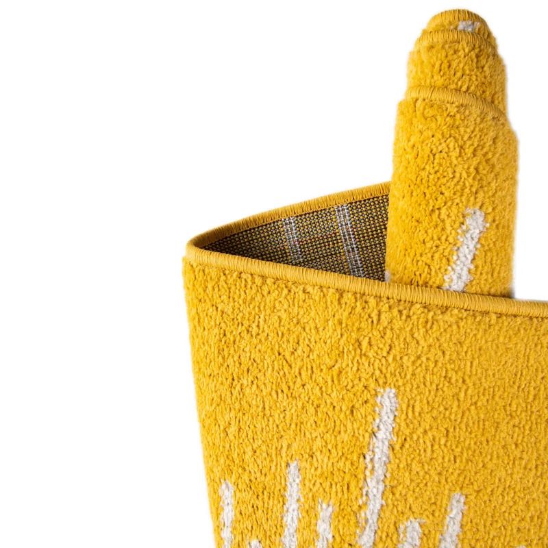 Kai Yellow and White Geometric Pattern Synthetic Rug